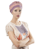 Doris Lin — Turban bicolore en lin et fibre de bambou, volume naturel pour un look estival