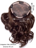 Volumateur Magic Top C en cheveux naturels Remy 45 cm, mono-filament, fixation discrète avec 5 pinces clips (14x13 cm)