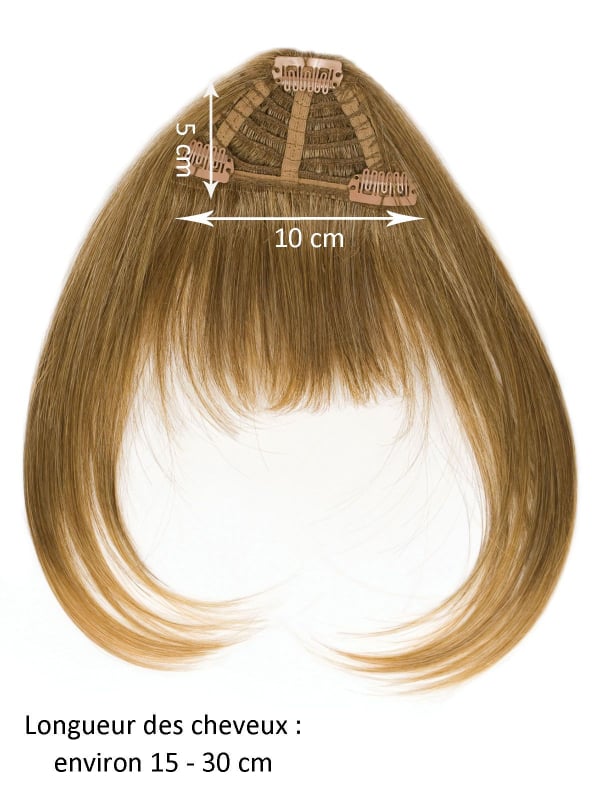 Pony 166 Long Echthaar : frange en cheveux naturels à clips, base 10×5 cm, longueur 15 à 30 cm, fini discret et naturel.
