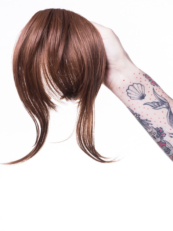 Frange adulte coupe rideau lisse Les Franjynes, fibre synthétique haut de gamme, maintien breveté discret sous turban