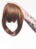Frange adulte coupe droite style Louise Brooks en fibre synthétique, maintien breveté Les Franjynes, idéale sous turban ou foula