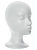 Tête en polystyrène : support porte-perruque pour entretien, séchage et rangement des perruques en cheveux naturels.
