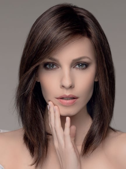 Trinity Plus : perruque mi‑longue 100% Remy Hair, tulle frontal — options 'rooted' et 'mix'