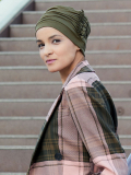 Turban Loreen Gisela Mayer en bambou/viscose, détail floral sur le côté – bonnet doux pour chimiothérapie et alopécie