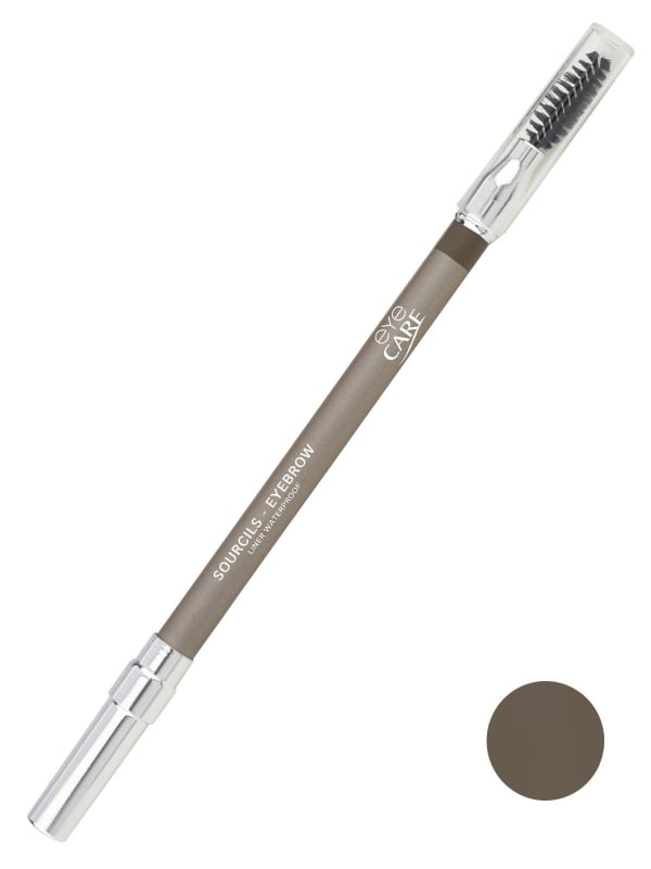 Sourcils Liner Waterproof Eye Care : crayon sourcils waterproof avec embout brosse, tenue longue durée, idéal yeux sensibles