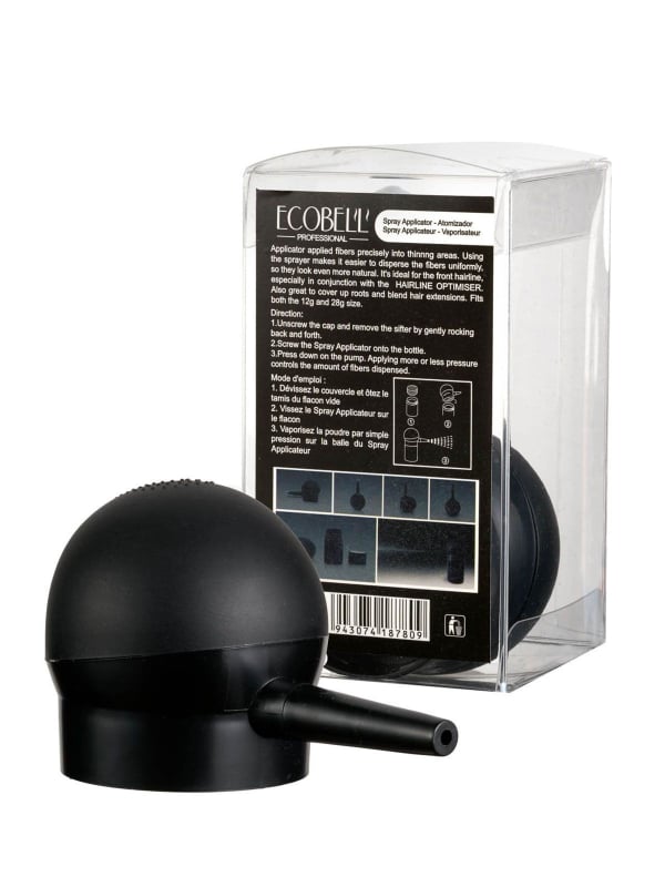 Spray applicateur Ecobell & Kmax pour vaporiser la poudre à cheveux avec une application précise, uniforme et naturelle.