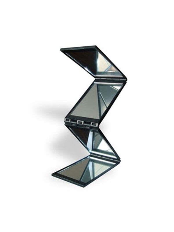 Miroir Ecobell 4 faces compact pour contrôler le dessus et l’arrière du crâne lors de l’application de poudre de cheveux