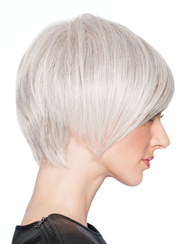 Découvrez l'Angled Cut : perruque courte White Hair, frange punk‑chic