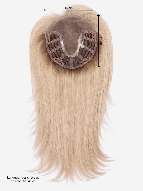 Volumateur Matrix Top Power en cheveux naturels Remy Hair 32-40 cm, tulle cinéma invisible, confort léger et maintien par pinces