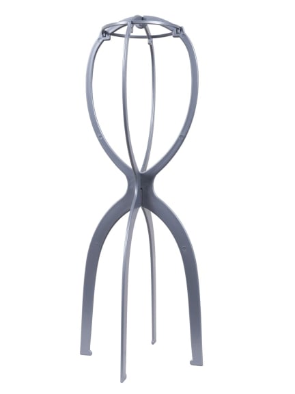 Support perruque pliable gris foncé - tête aérée pour sécher et ranger votre perruque