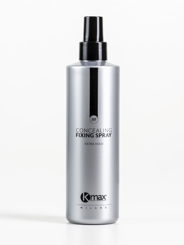 Spray fixateur Kmax 100 ml sans gaz, brume fine pour renforcer la tenue des microfibres, résistant à l’eau.