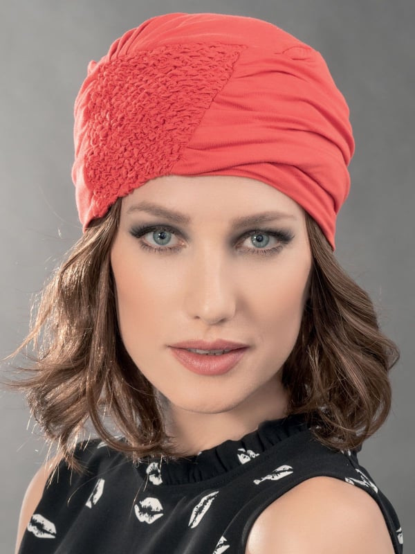 Turban Elsa Ellen Wille en bambou-viscose, doux et respirant, avec motif floral sur le côté