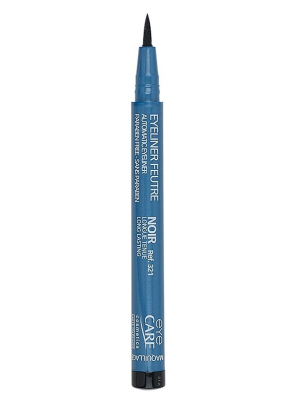 Eyeliner feutre Eye Care Cosmetics : pointe précise, trait net, tenue longue durée, idéal yeux sensibles