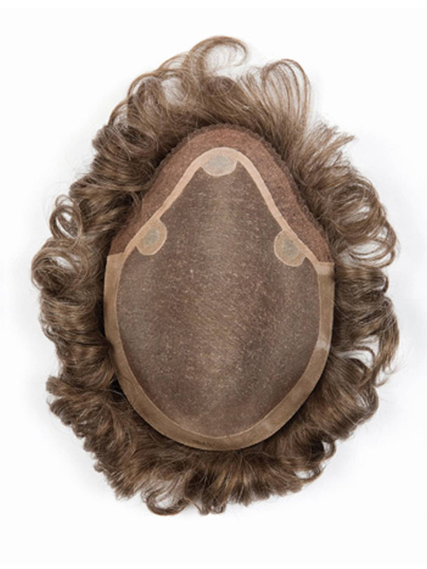 Boss Light HH : complément capillaire court en cheveux naturels Remy Hair, base 18x24 cm, longueur env. 10 cm, fixation adhésif 