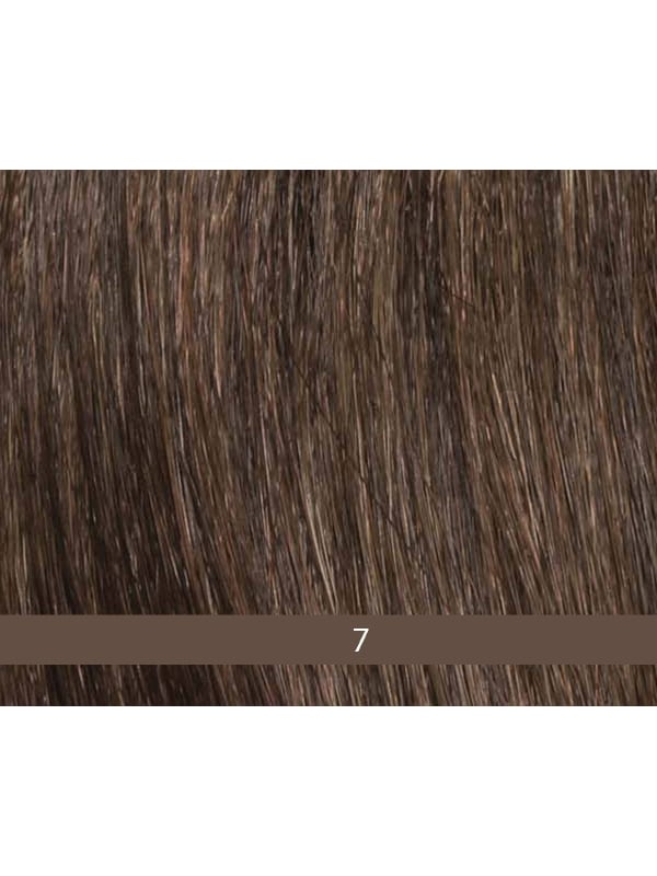 Perruque Ava Gisela Mayer : carré mi-long en fibre synthétique avec frange droite, rendu naturel pour camoufler l’alopécie.
