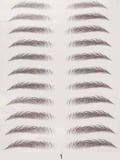 Tatouages sourcils bruns auto-collants effet poudré : rendu naturel, waterproof, application rapide et retrait facile.