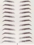 Tatouages sourcils bruns auto-collants effet poudré : rendu naturel, waterproof, application rapide et retrait facile.
