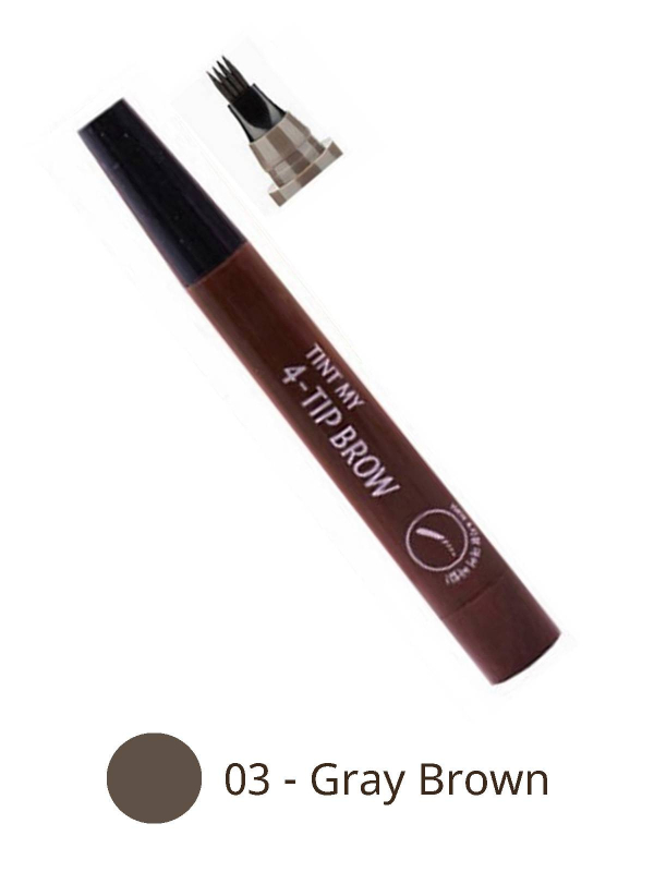 Stylo à sourcils liquide waterproof 4 pointes : tracé fin et effet poil à poil naturel longue durée