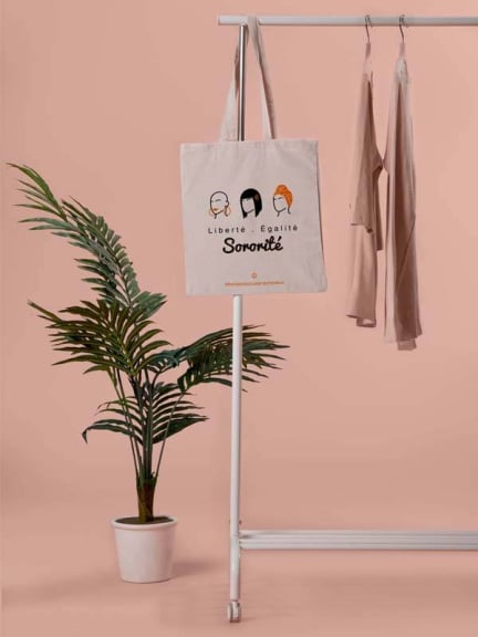Tote Bag Liberté Egalité Sororité — sac fourre-tout 100% coton, 38x42 cm