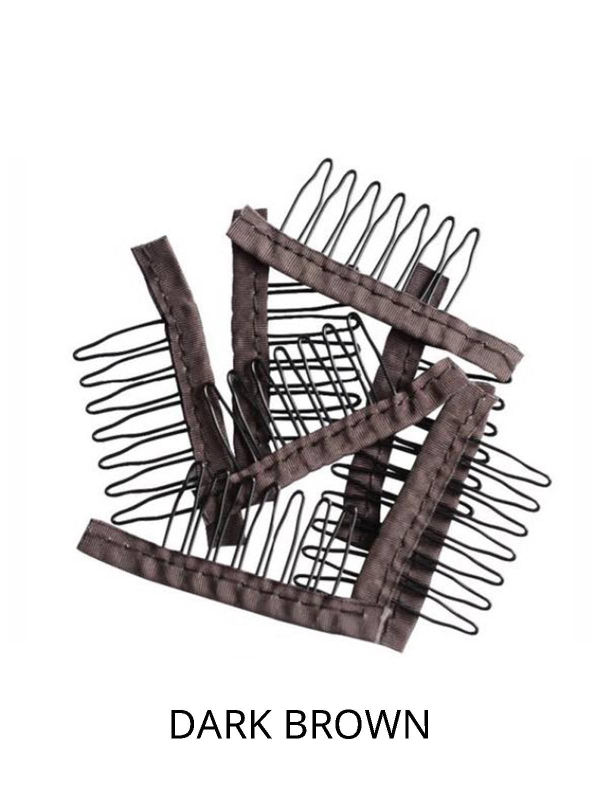 Peignes à coudre x4 pour perruque ou volumateur : dents antiglisse, fixation confortable, plusieurs couleurs assorties au bonnet