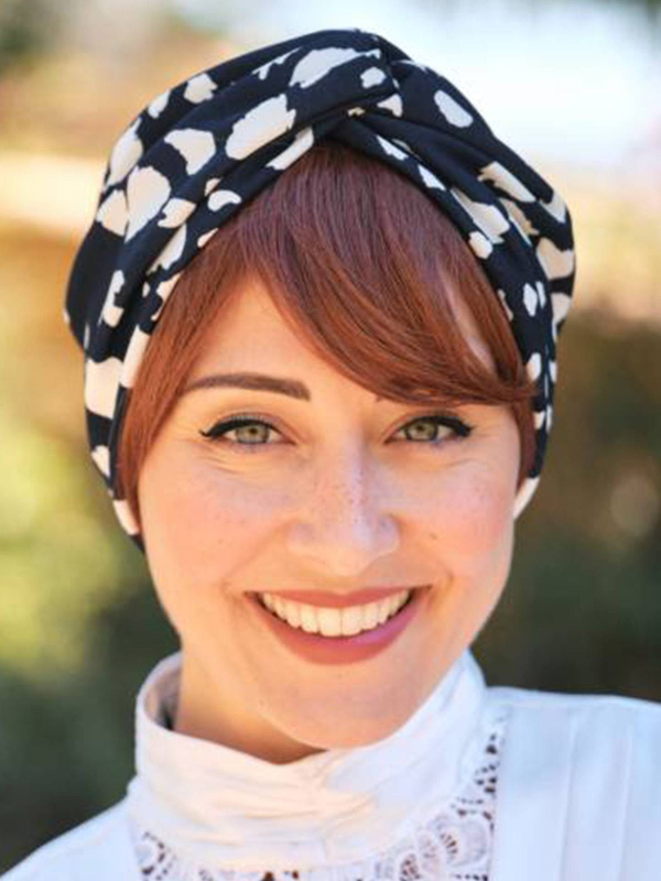 Bonnet Cross Pepita bleu marine à nuages blancs – Les Franjynes