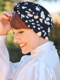 Bonnet Cross Pepita bleu marine à nuages blancs – Les Franjynes