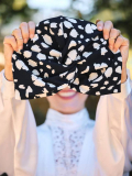 Bonnet Cross Pepita bleu marine à nuages blancs – Les Franjynes