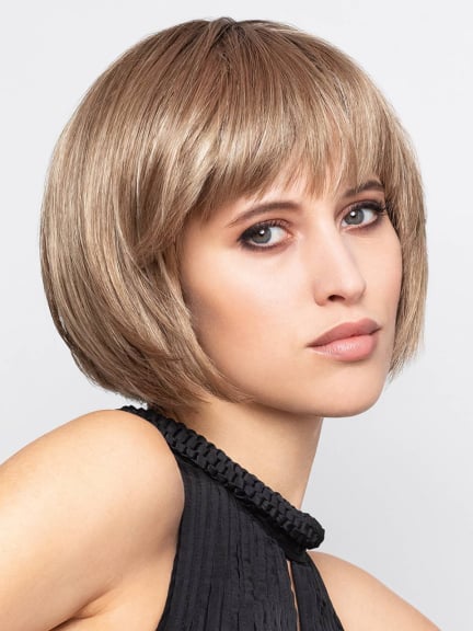 Perruque Sun Grace Gisela Mayer coupe plongeante avec frange droite en fibre synthétique