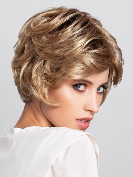 Sun Lady perruque, carré court légèrement ondulé, style sophistiqué