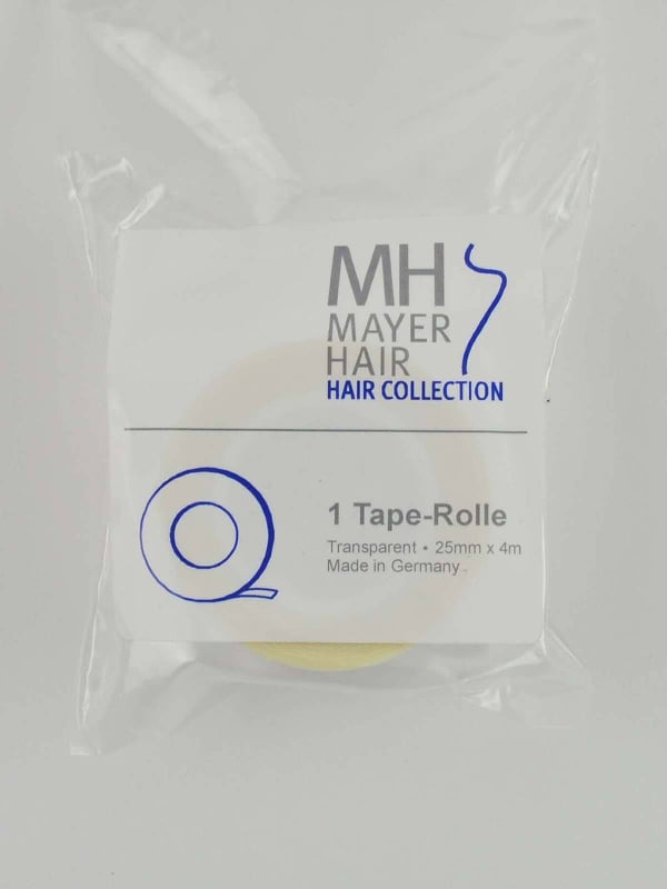Rouleau adhésif double face transparent 25mm x 4m, finition matte, hypoallergénique, spécial bases polyuréthane.