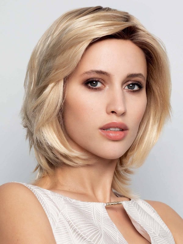 Perruque Gisela Mayer Euro Mix Pearl : carré mi-long dégradé, 100% Euro Human Hair, lace front invisible, rendu naturel