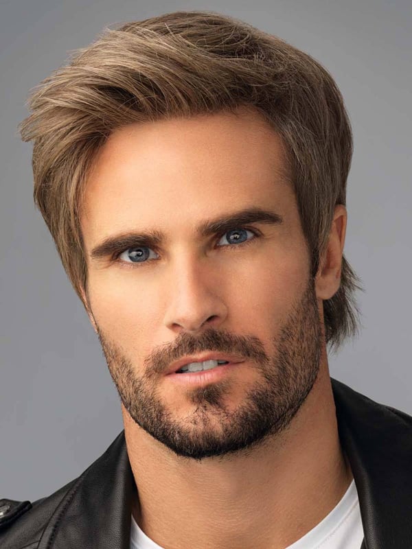 Barbers Cut Lace Gisela Mayer : perruque homme dégradée avec tulle invisible, mèche avant longue et volume naturel.