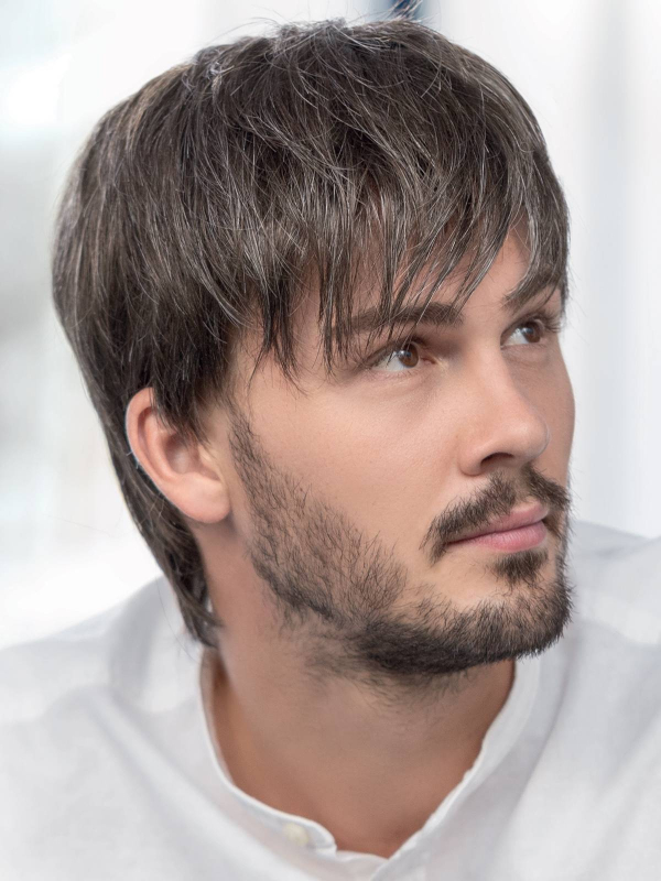 Perruque homme Roger 5 Stars 2.0 HAIRforMANce, raie sur le côté, tulle cinéma transparent, volume naturel