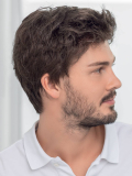 Perruque homme Steven Sport 2.0 : coupe dégradée chic, ondulation sur le dessus, tulle cinéma discret, volume naturel