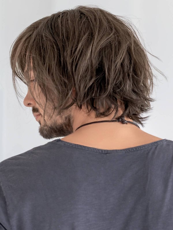 Perruque homme Brian Ellen Wille mi-longue en fibre synthétique thermorésistante, style tendance et naturel