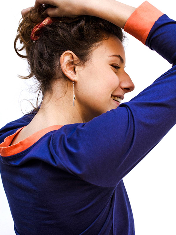 Tee-shirt femme Cocoonea manches longues en coton, ouvertures à boutons-pression pour accès port-a-cath en chimiothérapie
