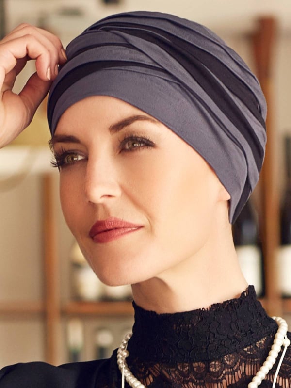 Turban Hindi Bambou Christine Headwear en viscose de bambou Caretech®, bonnet élégant et confortable pour alopécie ou chimio.