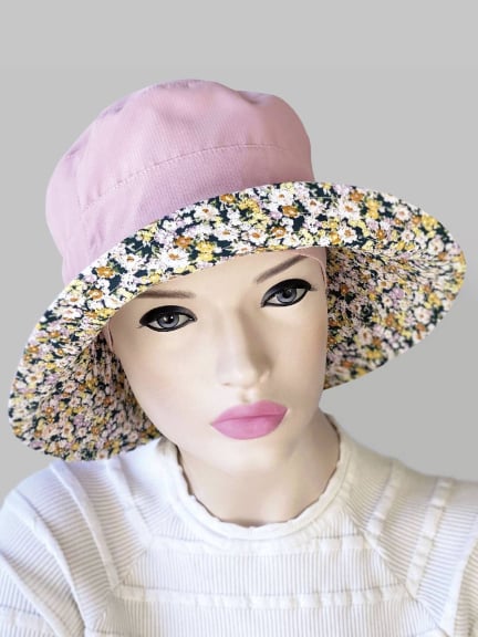 Bob Dilane 100% coton réversible anti-UV — motifs fleuris, réglable