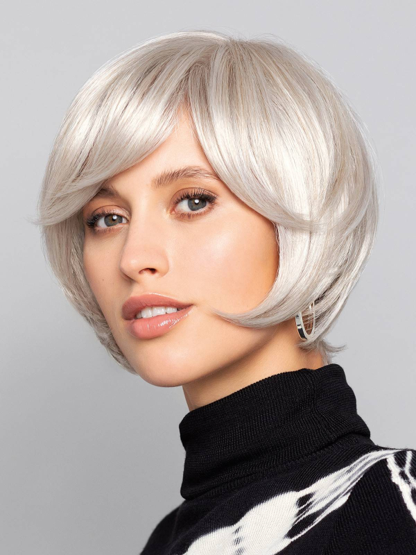 Perruque Air, carré plongeant mi‑long lisse avec frange couvrante