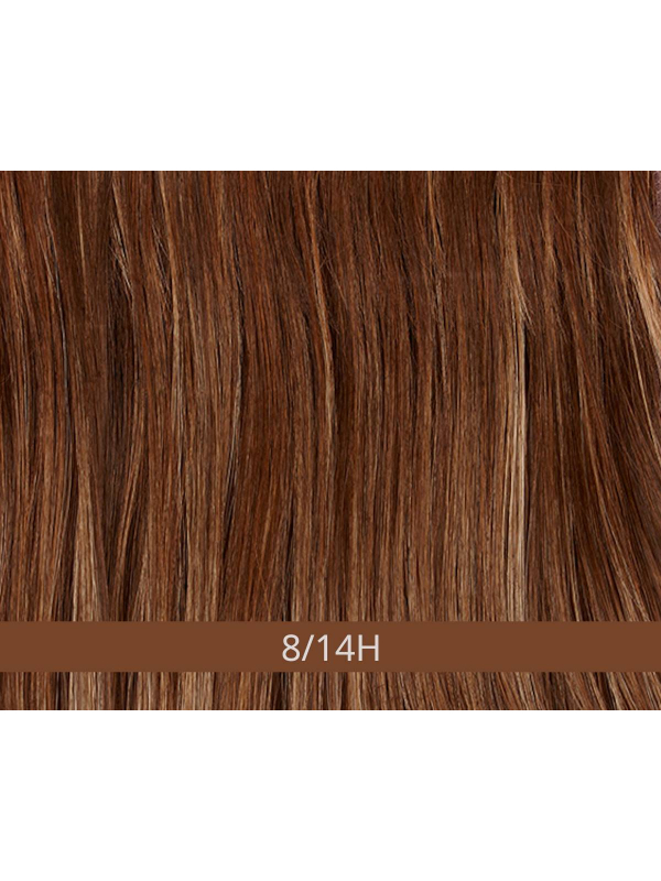 Perruque Naila Gisela Mayer mi-longue lisse avec frange droite et volume naturel, fibre synthétique mémoire de forme
