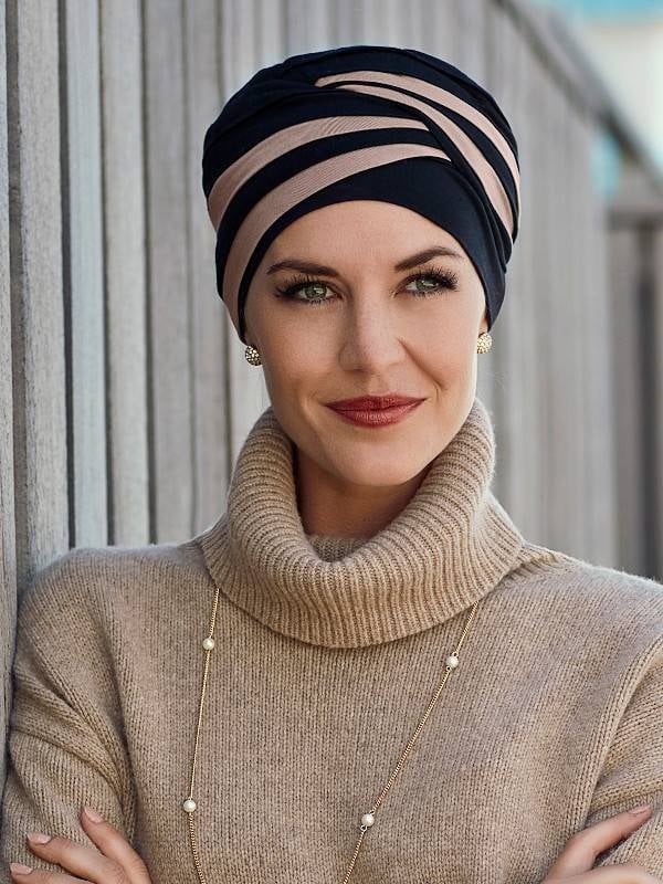 Turban Hindi Bambou Christine Headwear en viscose de bambou Caretech®, bonnet élégant et confortable pour alopécie ou chimio.