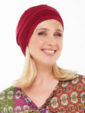 Turban chimio Luna Gisela Mayer en fibre de bambou : doux, respirant et hypoallergénique, idéal en cas de perte de cheveux.