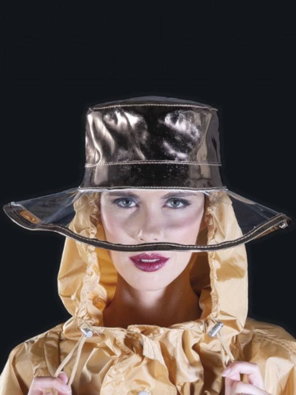 Chapeau de pluie Tiana MM Paris en PVC brillant, 100% imperméable, coloris ultra stylés pour sorties sous la pluie