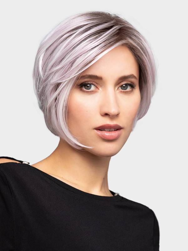 Hi Flirt — perruque courte asymétrique en fibre, résistante à 150°C, pour un look unique