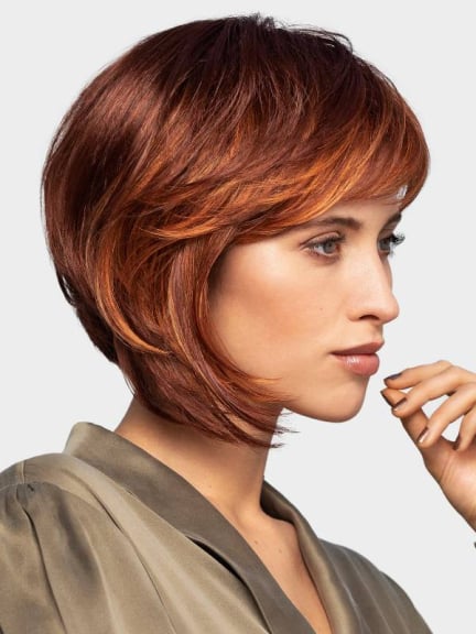 Perruque Cloud - Carré plongeant mi-long et frange effilée, fibre synthétique