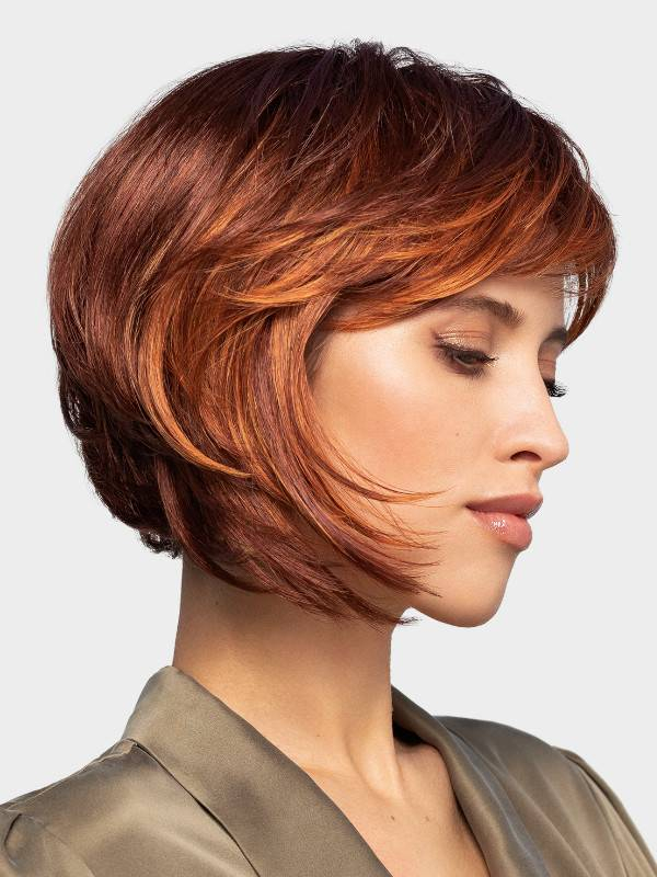 Perruque Cloud - Carré plongeant mi-long et frange effilée, fibre synthétique