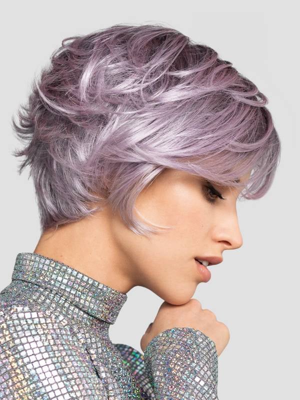 Special Vicky — perruque courte asymétrique, frange longue et bordure frontale invisible