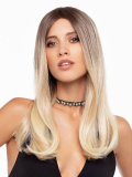 Perruque Hi Beso Gisela Mayer : longue chevelure lisse, fibre synthétique résistante à la chaleur jusqu’à 150°C, effet naturel.