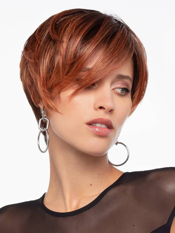 Adoptez Hi Clic : perruque asymétrique naturelle - fibre synthétique résistante à 150°C