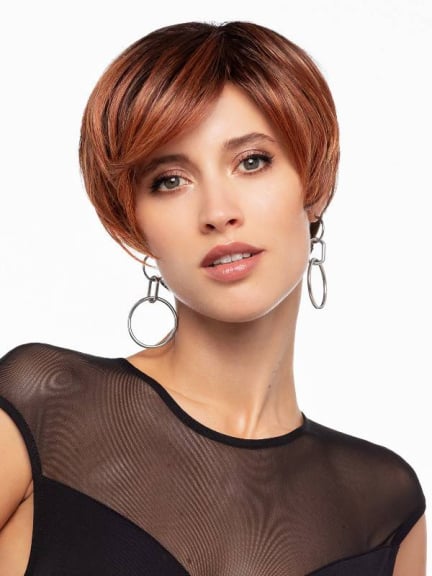 Adoptez Hi Clic : perruque asymétrique naturelle - fibre synthétique résistante à 150°C